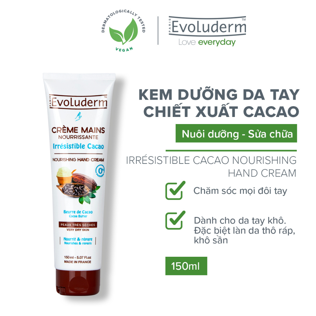 Kem Dưỡng Da Tay Evoluderm Giúp Dưỡng Ẩm Phục Hồi Và Bảo Vệ Tinh Chất Cacao 150ml