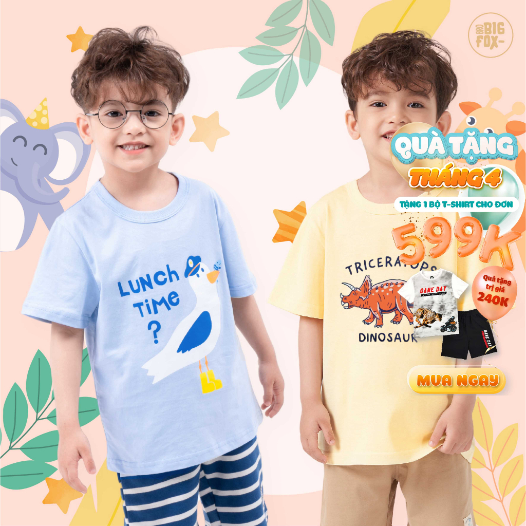 Áo phông bé trai BIGFOX - MISS MEOW size đại, áo cộc tay cho bé chất cotton từ 3 - 8 tuổi 10 – 26 kg QATE 10