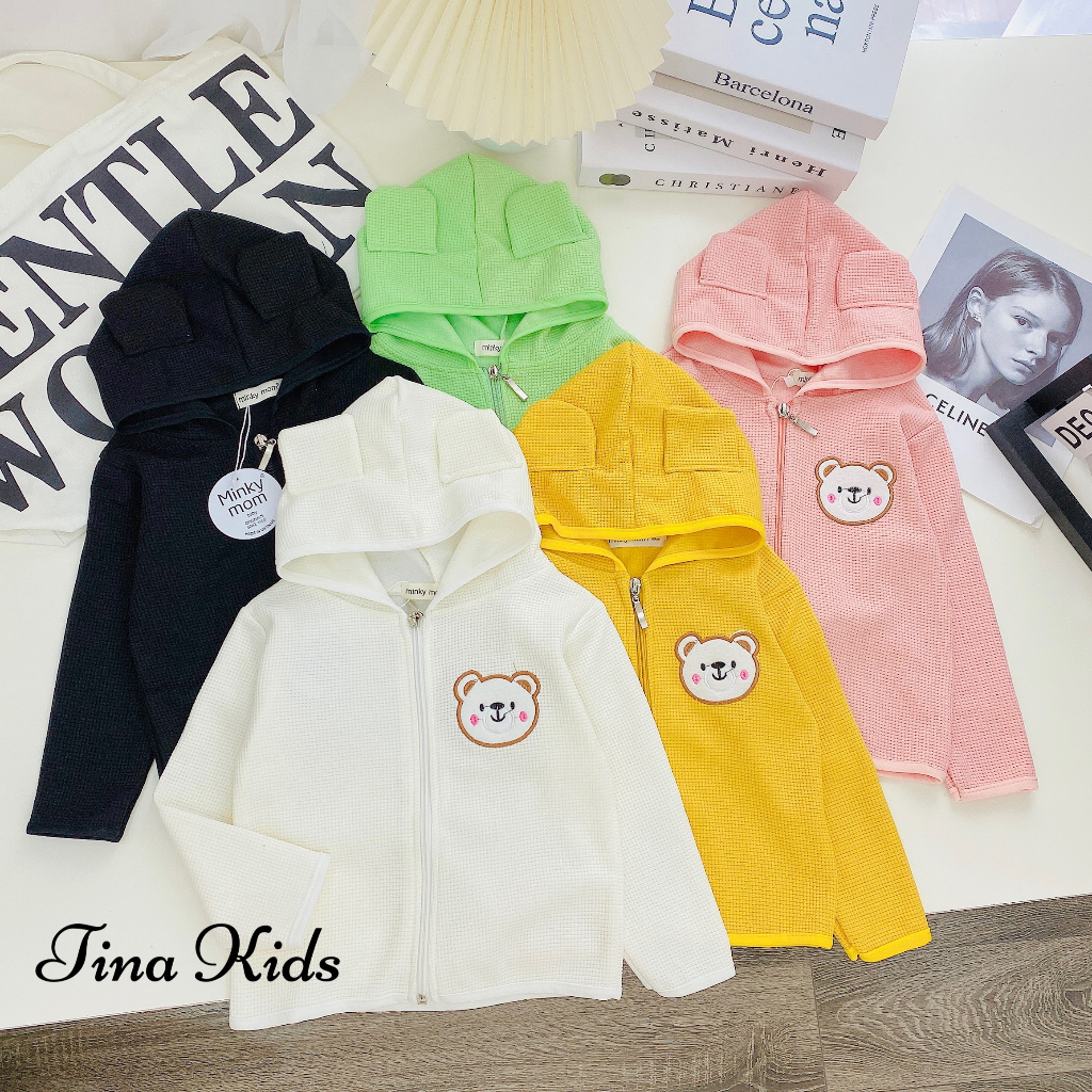 Bé 7-27kg Áo khoác chống nắng phối tai thật chất tổ ong nhẹ mềm mịn thoáng mát