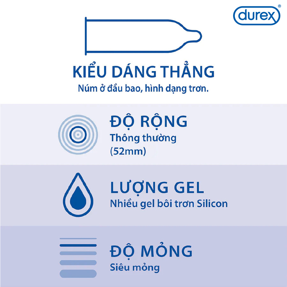 Bao cao su Durex Extra Thin Extra Lubricated 10 bao