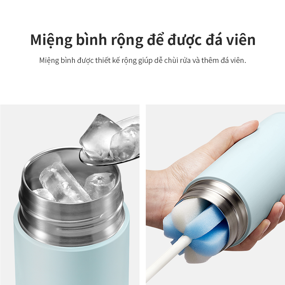 Bình giữ nhiệt LocknLock Belt Bottle LHC4267 490ml - Hàng chính hãng có quai xách, miệng rộng có thể cho đá - JoyMall