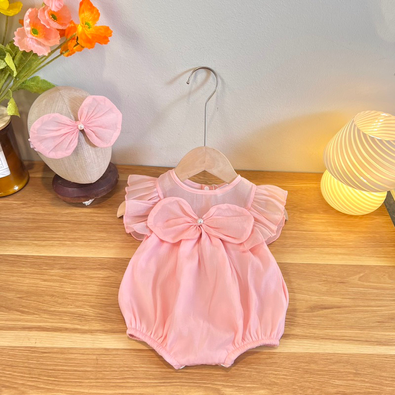 Bodysuit Nơ, Bodychip Kem Sữa Chất Liệu Tơ Bọt Cao Cấp Cho Bé