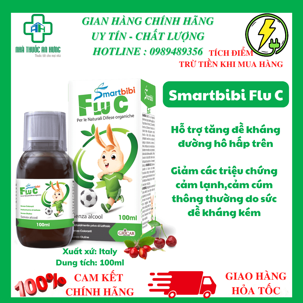 Siro Tăng Đề Kháng Đường Hô Hấp Trên SMARTBIBI FLU C -Hỗ Trợ Giảm Các Triệu Chứng Cảm Lạnh,Cảm Cúm Thông Thường Cho Bé