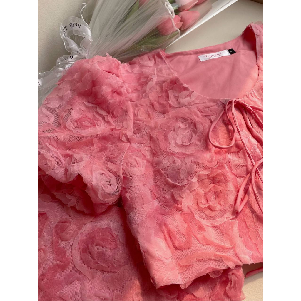 Set áo croptop thắt nơ kèm chân váy chữ A Vayemcloset