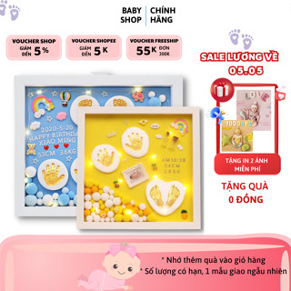 Khung in dấu chân tay an toàn cho bé size 30x33cm lưu giữ kỉ niệm đầu đời của bé - Tặng miễn phí in 2 ảnh