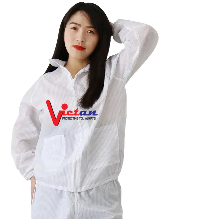 Đồng phục chống tĩnh điện  phòng sạch màu trắng dài tay