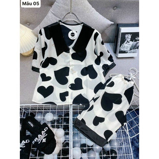 [FREE SHIP]Bộ Pijama Lửng Cổ Bèo Chất Lụa Mềm Mịn Dày đẹp