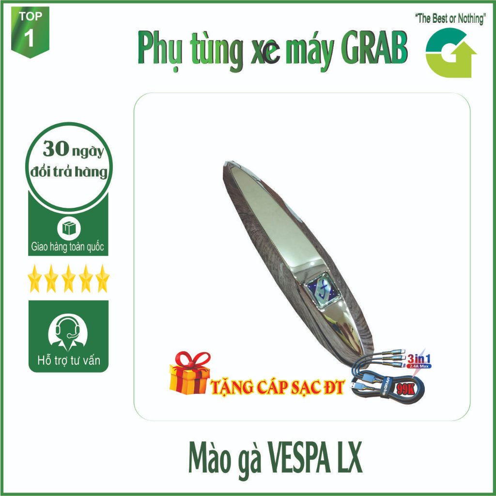 - ốp mào xe Vespa LX với chất liệu nhựa cao cấp,sáng bóng siêu bền đẹp. Mào gà - 299