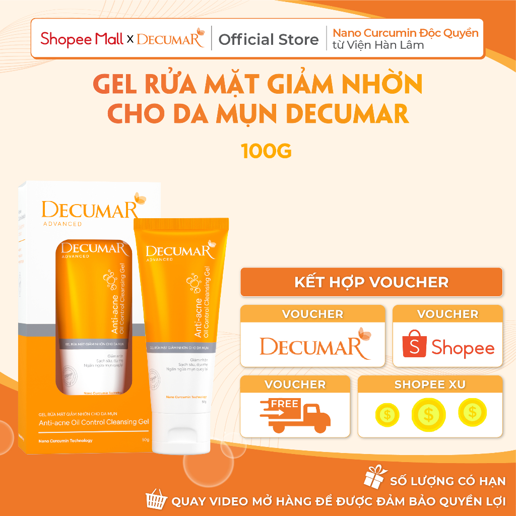 Gel rửa mặt giảm nhờn Decumar 100G