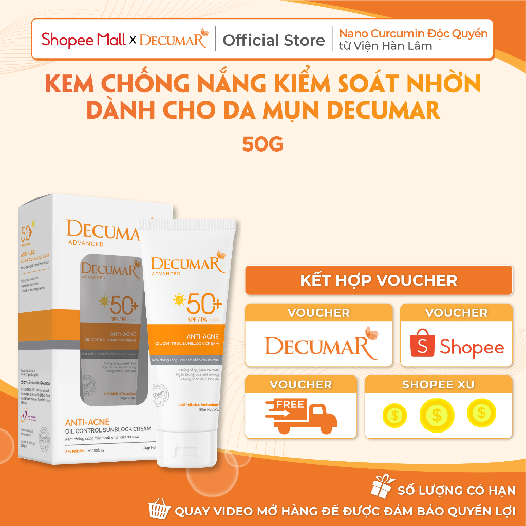 Kem Chống Nắng Ngăn Ngừa Mụn Decumar Advanced 50g