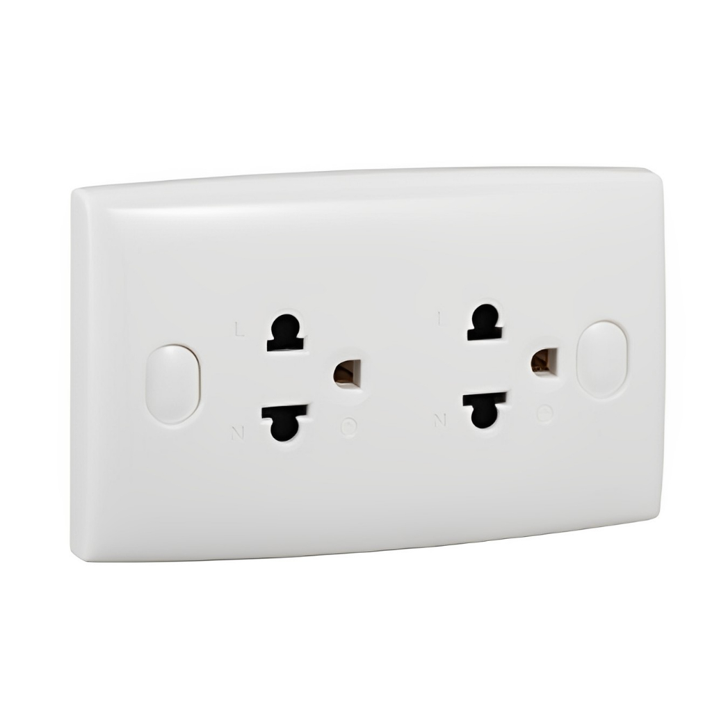 Ổ cắm đôi 3 chấu schneider, thương hiệu pháp