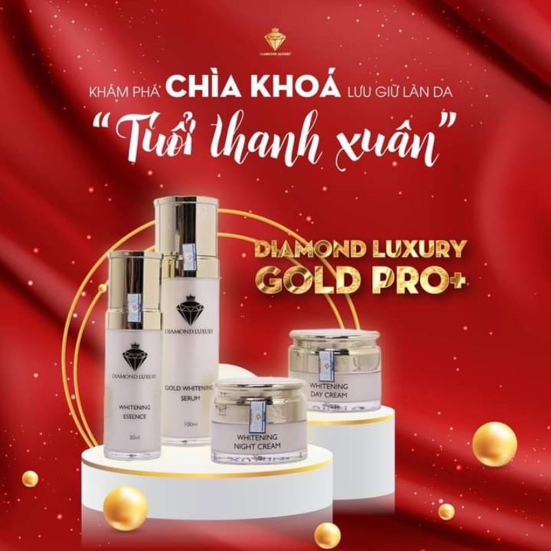 Diamond Luxury Gold Pro+ | Bộ mỹ phẩm dưỡng trắng da mặt cao cấp có tách lẻ