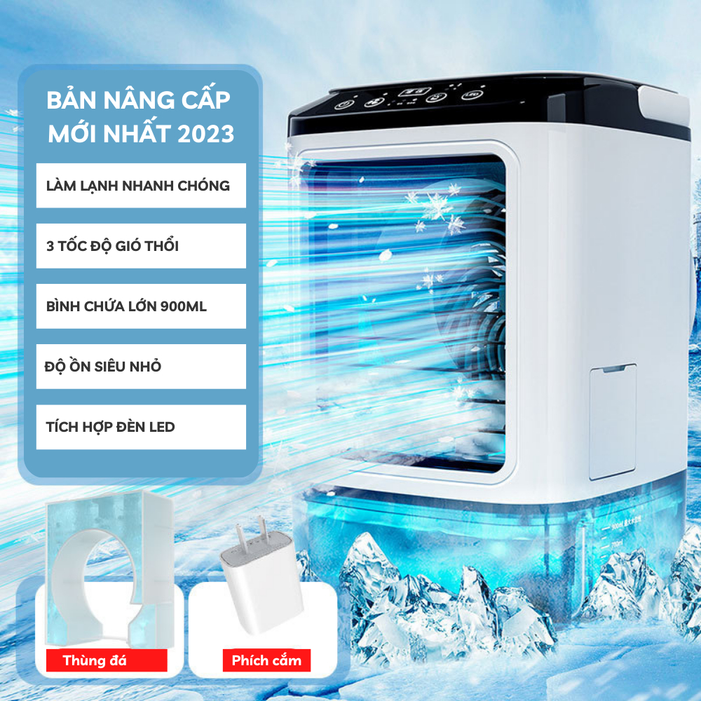 Quạt điều hòa hơi nước mini JIASHI máy lạnh mini để bàn 3 tốc độ gió thổi phun sương kép tiết kiệm điện QDH01