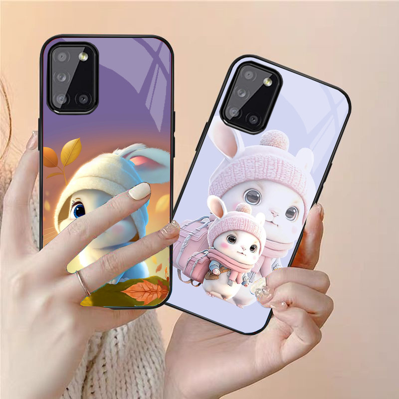 Ốp Lưng SAMSUNG GALAXY A31, A51 , A71,M51 Mặt kính hình thỏ ngộ nghĩnh, thiết kế độc quyền