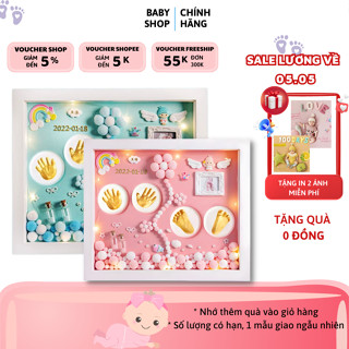 Bộ in dấu chân tay cho bé an toàn lưu giữ khoảnh khắc, Bộ khung ảnh in dấu chân tay bé - Tặng miễn phí 2 ạnh