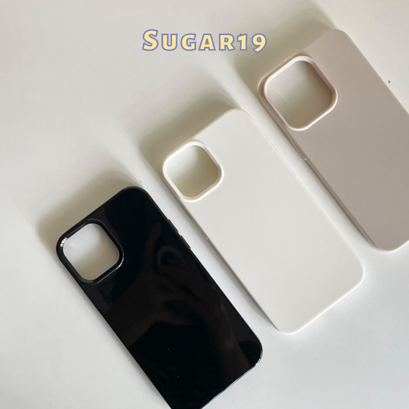 Ốp lưng điện thoại iphone trơn màu be/đen Sugar19