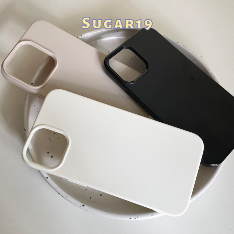 Ốp lưng điện thoại iphone trơn màu be/đen Sugar19