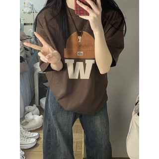 FOCUS Áo thun nữ Nâu vintage bigsize áo local brand tee unisex 100%cotton