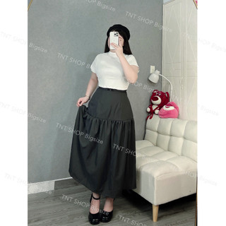 CHÂN VÁY MIDI BIGSIZE XÒE TẦNG  [TNT SHOP BIGSIZE 60KG 90KG]