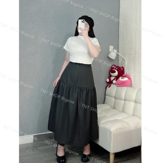 CHÂN VÁY MIDI BIGSIZE XÒE TẦNG  [TNT SHOP BIGSIZE 60KG 90KG]