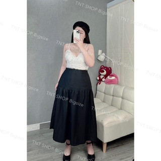CHÂN VÁY MIDI BIGSIZE XÒE TẦNG  [TNT SHOP BIGSIZE 60KG 90KG]