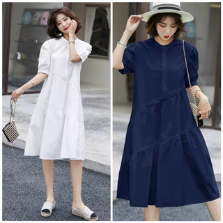 Đầm váy freesize babydoll cổ trụ 2 màu