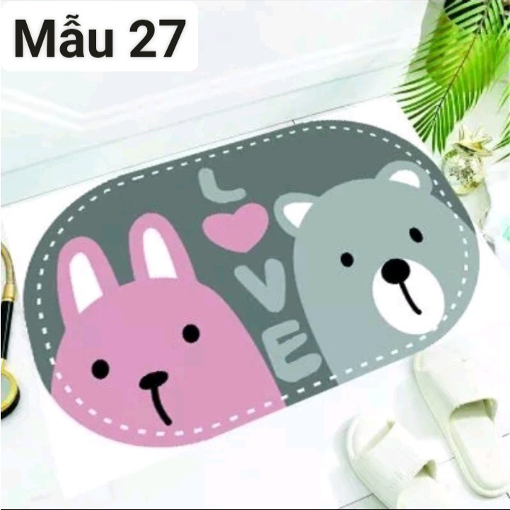 Thảm Lau Chân Bầu Dục 3D Hình Thú Loại 1 , Thảm Chùi Chân Giá Sỉ