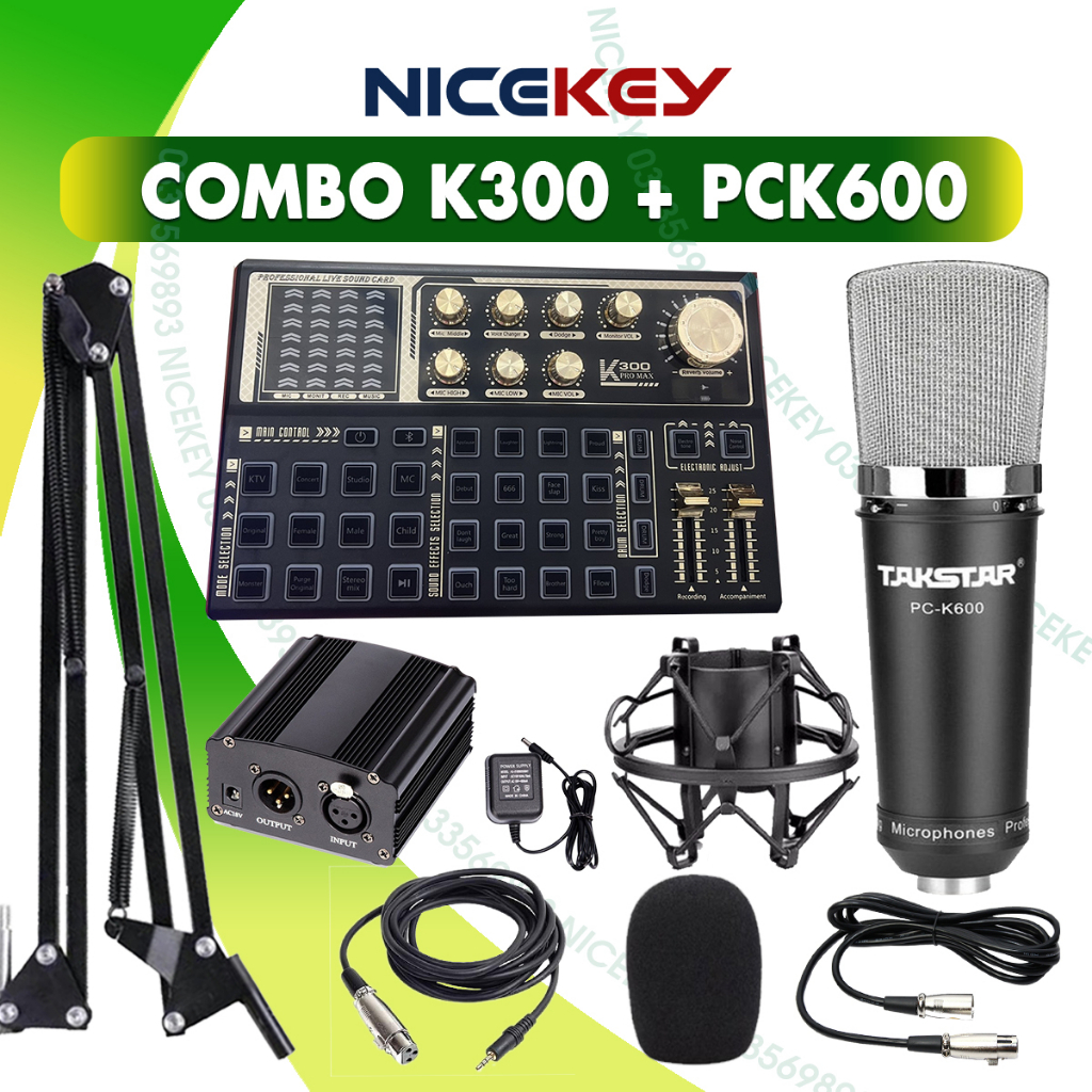 Trọn Bộ Soundcard K300 & Micro Takstar PCK600, Combo Mic Thu Âm , Livestream ⚡BH 1 NĂM⚡ Âm Thanh Cực Hay, Dễ Sử Dụng