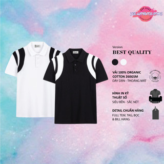 Áo polo sain laurent teddy phối vai vải cá sấu cotton 100% the.base