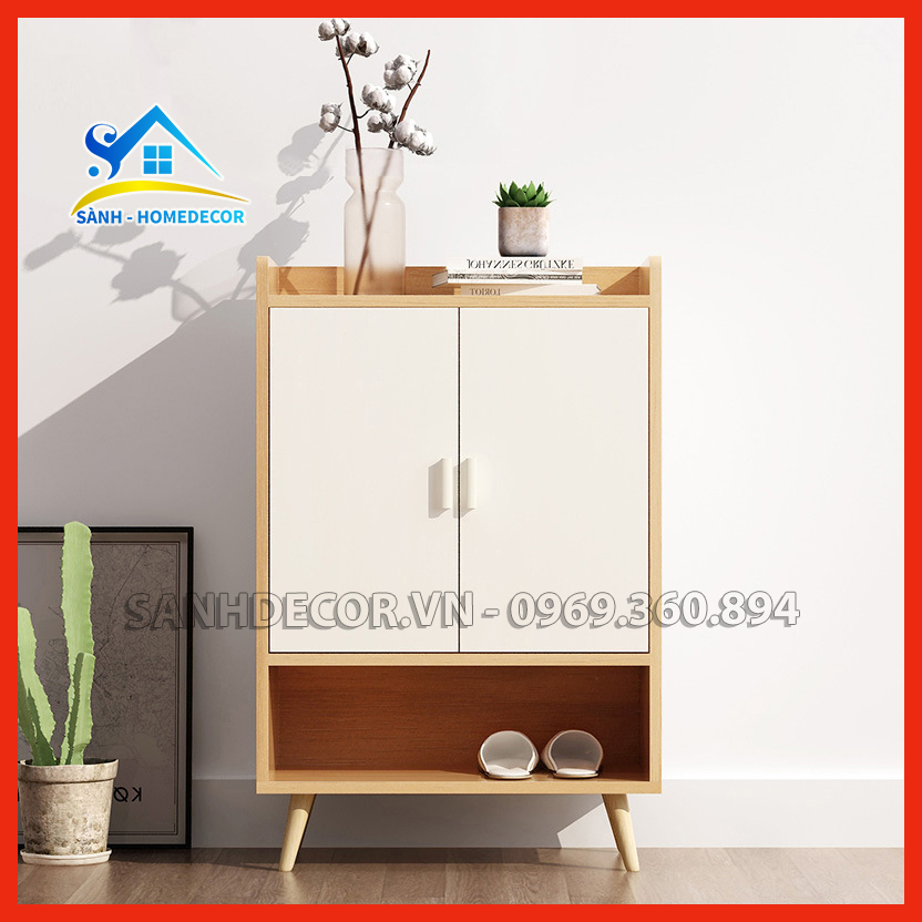 Tủ giầy thông minh đa năng gỗ MFC An Cường phủ Melamine STG25, tủ giày đựng giáy dép 2 cánh mẫu đẹp nhỏ gọn by SÀNH