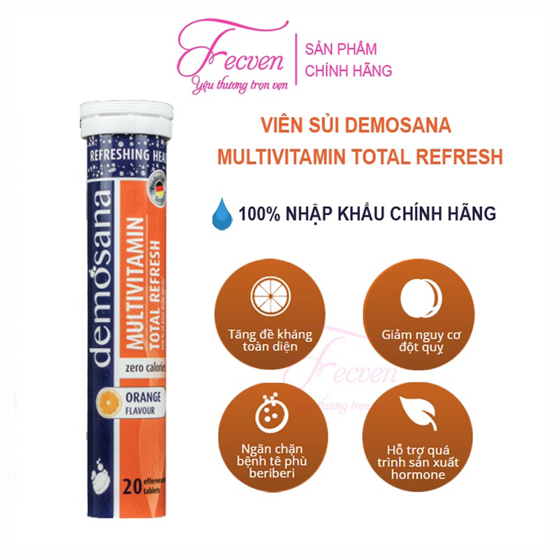 Viên sủi Vitamin tổng hợp vị cam tươi - nhập khẩu CHLB Đức - tuýp 20 viên