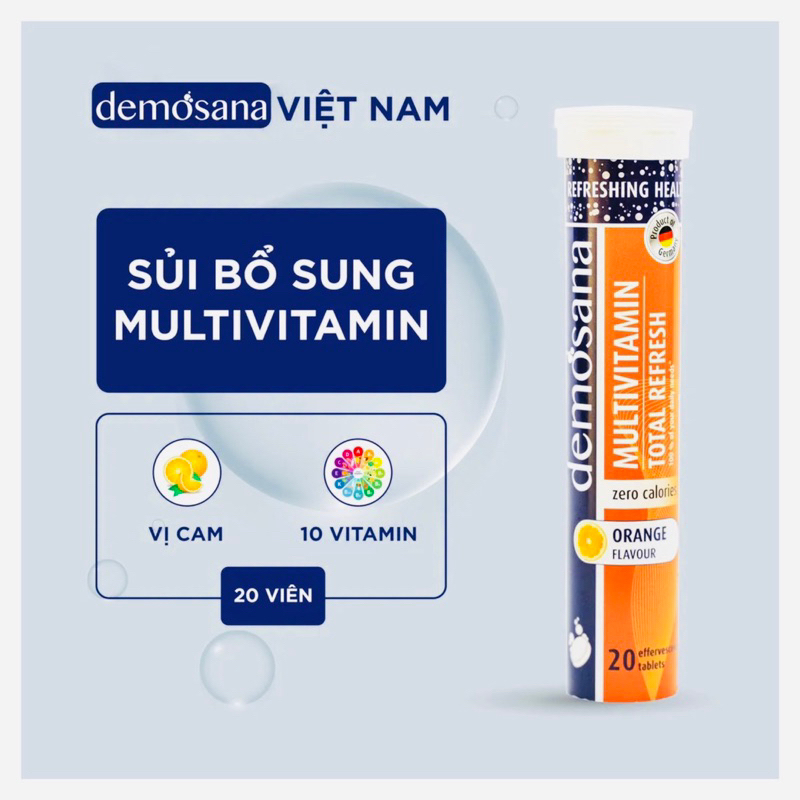 Viên sủi Vitamin tổng hợp vị cam tươi - nhập khẩu CHLB Đức - tuýp 20 viên