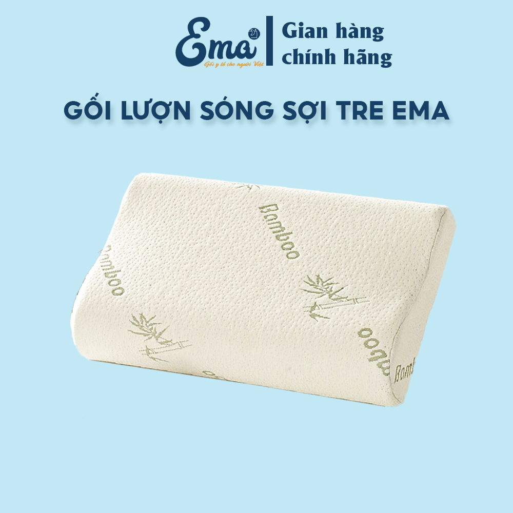 Gối đầu cao su non vỏ sợi tre kháng khuẩn cao cấp EMA - Thiết kế lượn sóng ôm sát đốt sống cổ, giúp ngủ ngon