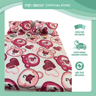 Bộ ga gối Cotton 3D, drap giường vỏ gối cotton poly bo chun miễn phí