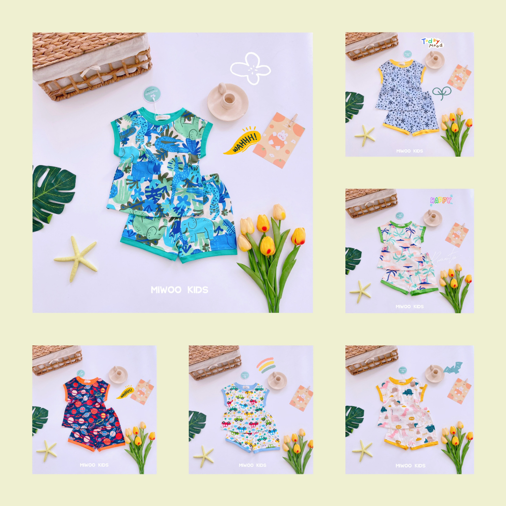 MIWOOKID SÁT NÁCH VIỀN MÀU CHO BÉ TRAI MÙA HÈ NĂNG ĐỘNG