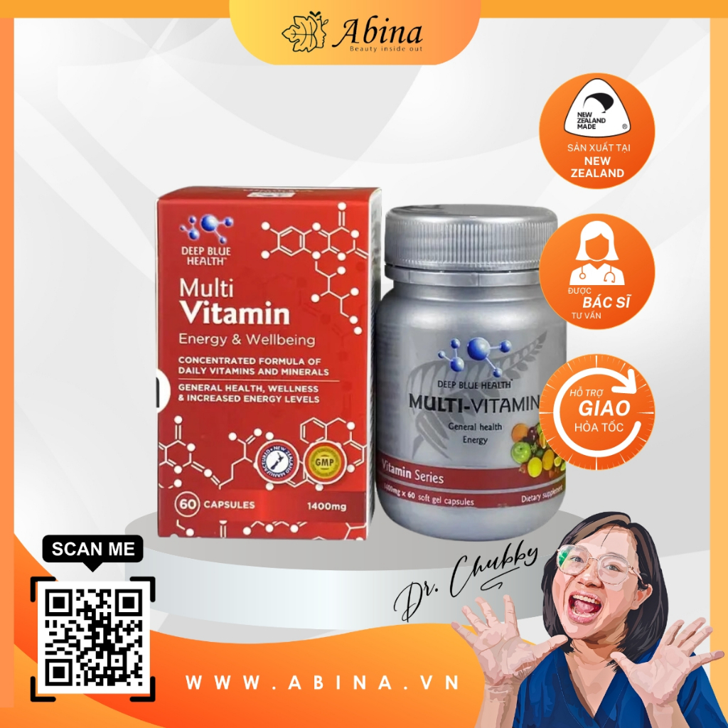 Vitamin Tổng Hợp Multi Vitamin Energy & Wellbeing Deep Blue Health - Hộp 60 viên - Chubby