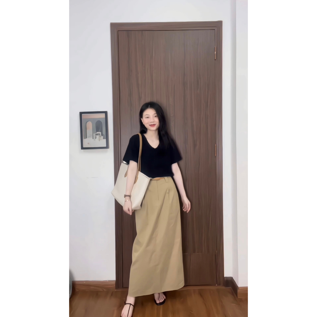 Chân váy dài dáng chữ A phong cách Hàn Quốc