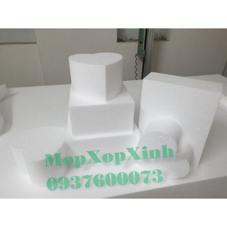 Xốp vuông làm phôi bánh kem giả. cạnh 14 cm, 15 cm, 16 cm, độ dày 8 cm, 10 cm.