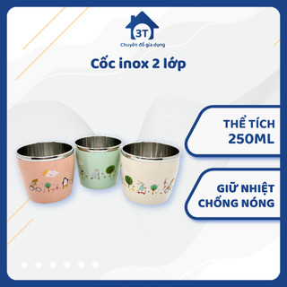Cốc uống nước inox 2 lớp cách nhiệt in hình dễ thương - 3T - Chuyên đồ gia dụng