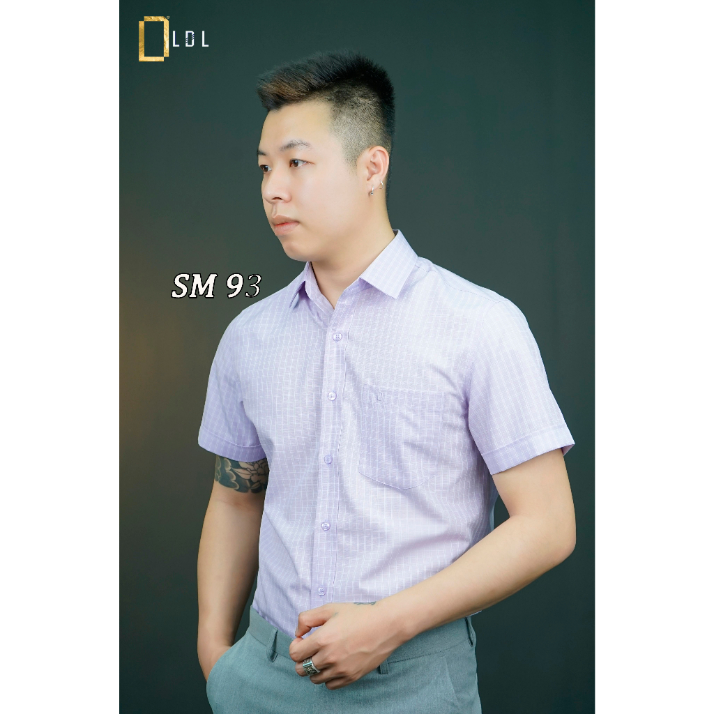 Áo sơ mi nam cọc tay kẻ sọc caro chất liệu BAMBOO hạn chế nhăn nhàu thấm hút mồ hôi tốt thương hiệu LDL