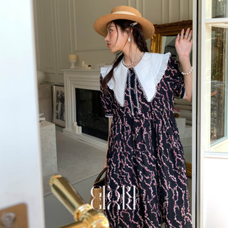Váy vân hồng -IRISBOUTIQUE/ID2023K36/ Black tea dress  "