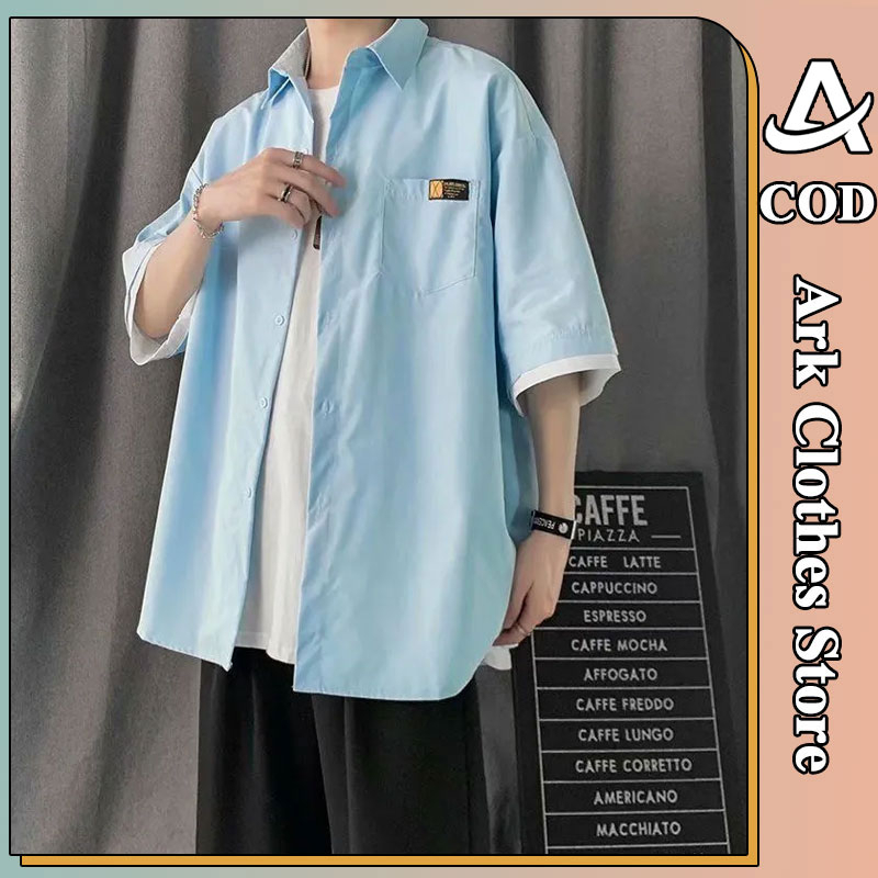 áo sơ mi cộc tay áo mùa hè nam Áo sơ mi ngắn tay form rộng,thời trang hiện đại unisex chất liệu vải lụa mềm chống