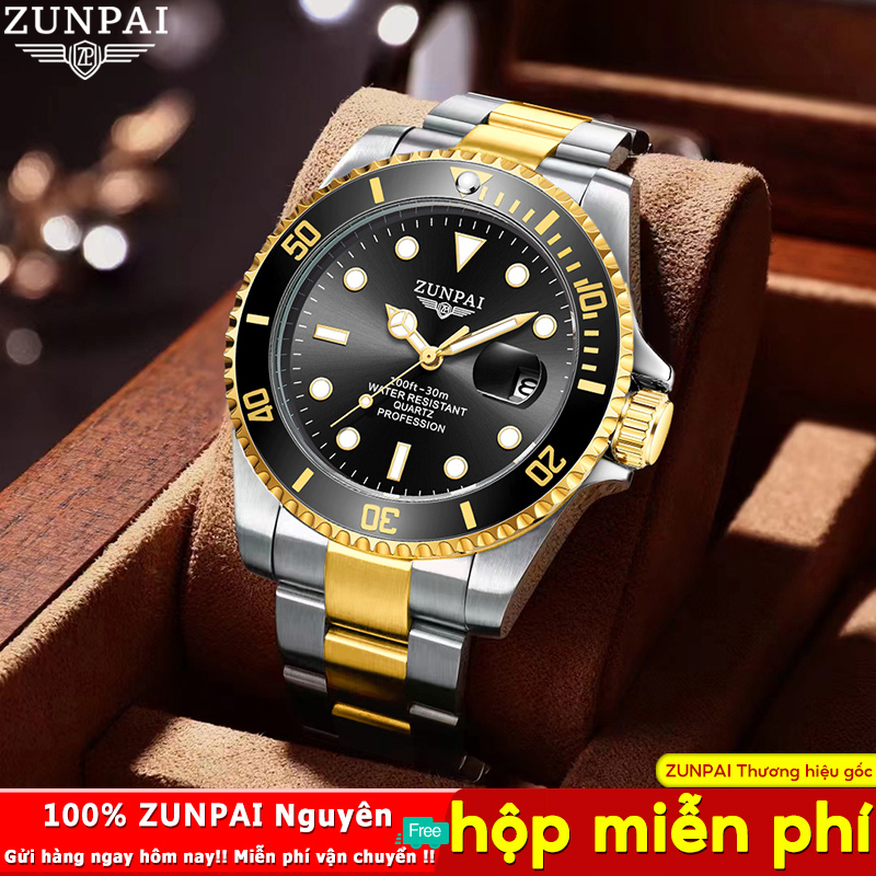ZUNPAI Đồng hồ nam chống nước dây kim loại dây thép đồng hồ nam chính hãng fngeen cao cấp