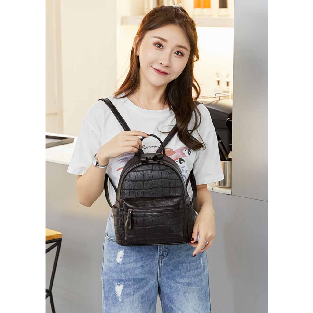 Balo nữ thời  trang BL5 balo da mềm 2 ngăn Varan phù hợp đi làm, đi chơi