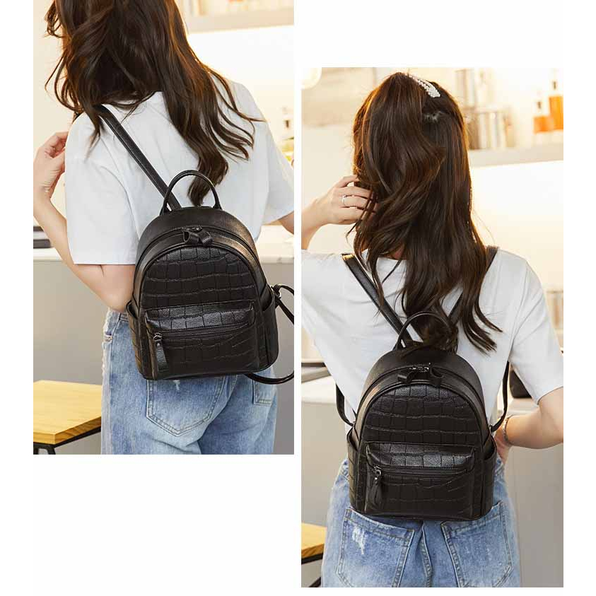 Balo nữ thời  trang BL5 balo da mềm 2 ngăn Varan phù hợp đi làm, đi chơi