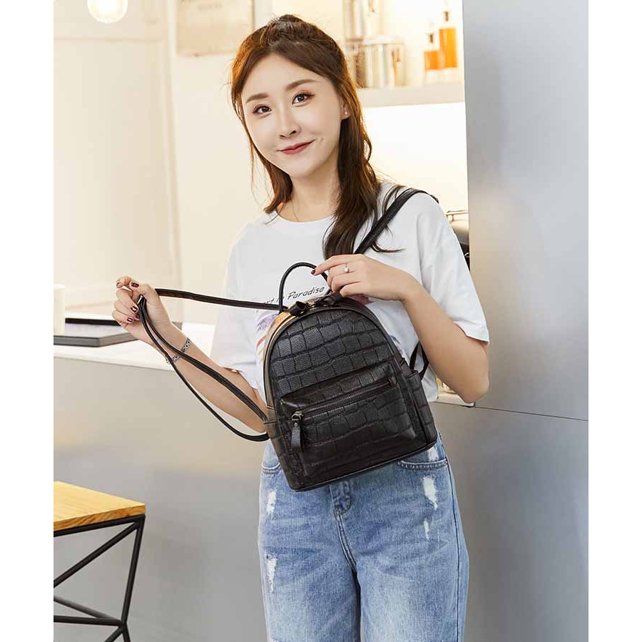 Balo nữ thời  trang BL5 balo da mềm 2 ngăn Varan phù hợp đi làm, đi chơi