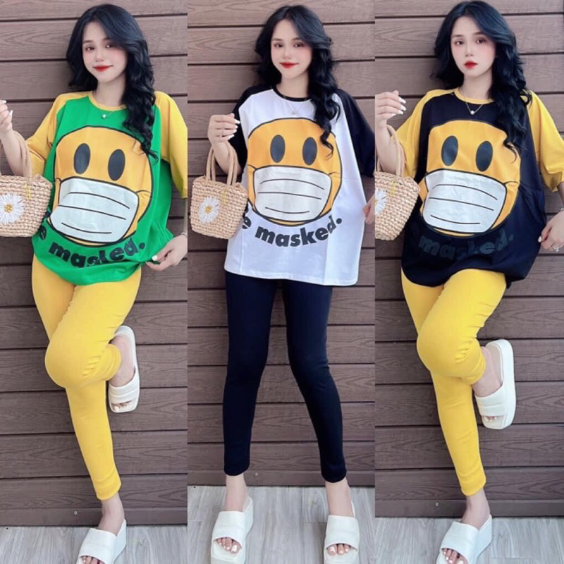 Set bộ áo from rộng mix quần ôm siêu tôn dáng _y hình _ chất cotton quần có túi _màu đẹp dễ mặc _đi chơi,đi học _Sen sii