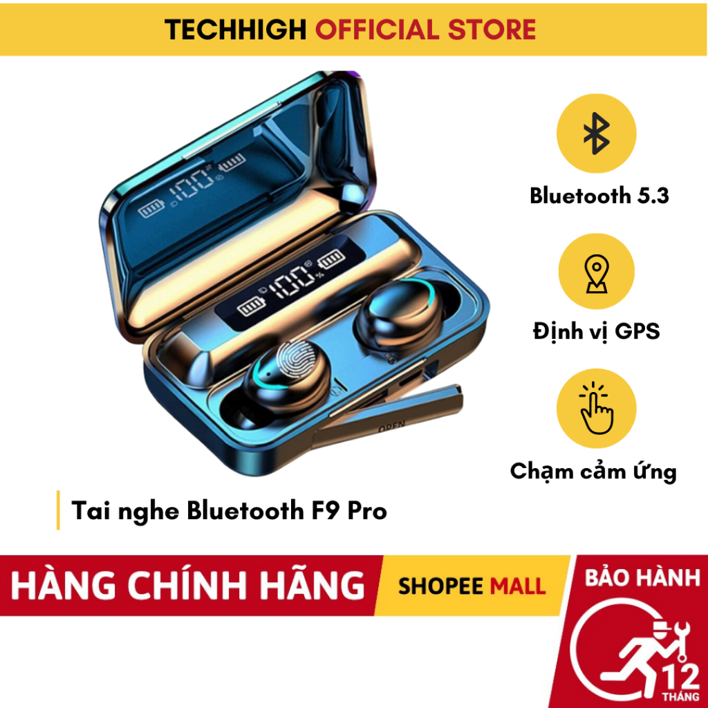 Tai Nghe Bluetooth F9 PRO Bluetooth 5.0 | Bản Quốc Tế | Cảm Ứng-TECHHIGH