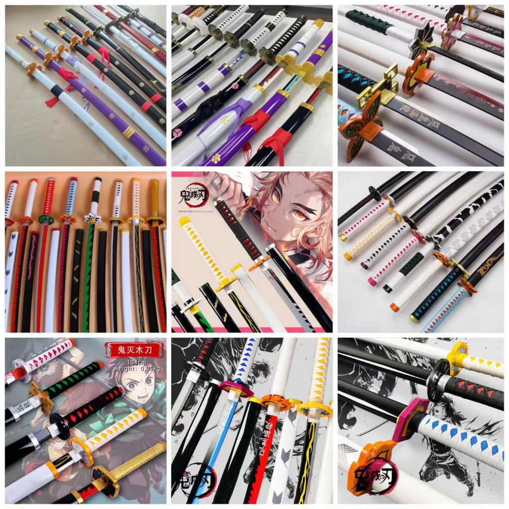 Đạo cụ Cosplay mô hình kiếm gỗ katana zenitsu kimetsu no yaiba zoro roronoa,shusui, thanh enma trong one piece