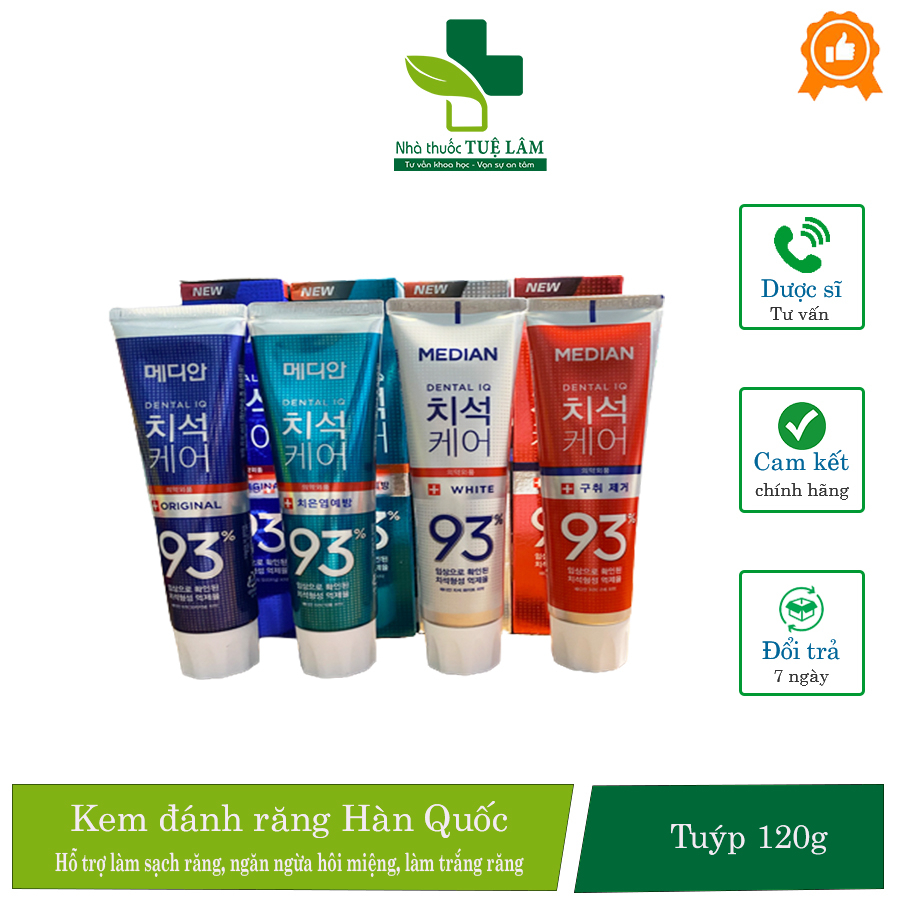 Kem đánh răng Hàn Quốc Median 93 nhập khẩu chính hãng trắng răng, sạch răng, thơm miệng, ngăn ngừa mảng bám, giảm ê buốt
